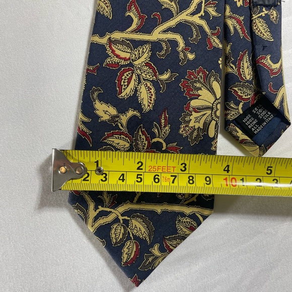 Coach Floral Silk Tie in Navy, Gold & Red - Picture 5 of 5